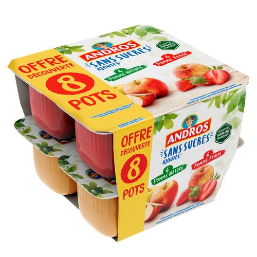 Andros Compotes Pomme Fraise 8x100g