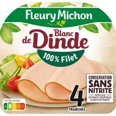 FLEURY MICHON Blanc de dinde sans nitrite 4 tranches 4 tranches 130g