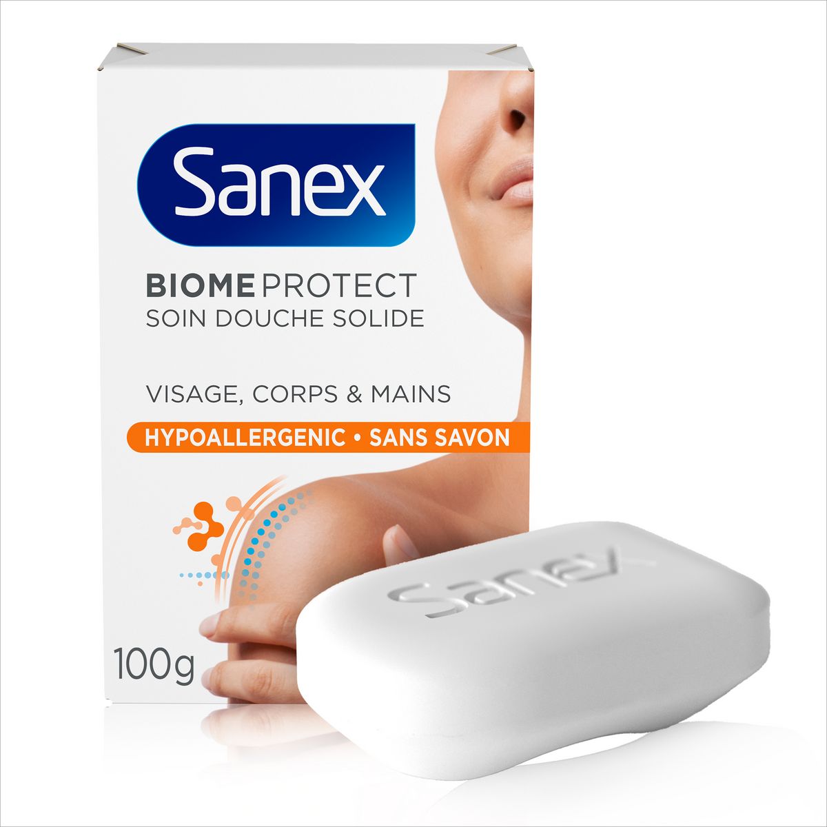 SANEX Biome protect Soin douche solide visage corps et mains 100g