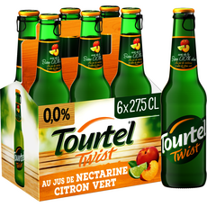 TOURTEL Bière Twist sans alcool 0.0% aromatisée nectarine et citron vert bouteilles 6x27.5cl