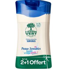 L'ARBRE VERT Crème douche surgras peaux sensibles 2+1 offert 3x250ml