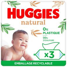 HUGGIES Lingettes naturelles pour bébé 3x48 lingettes