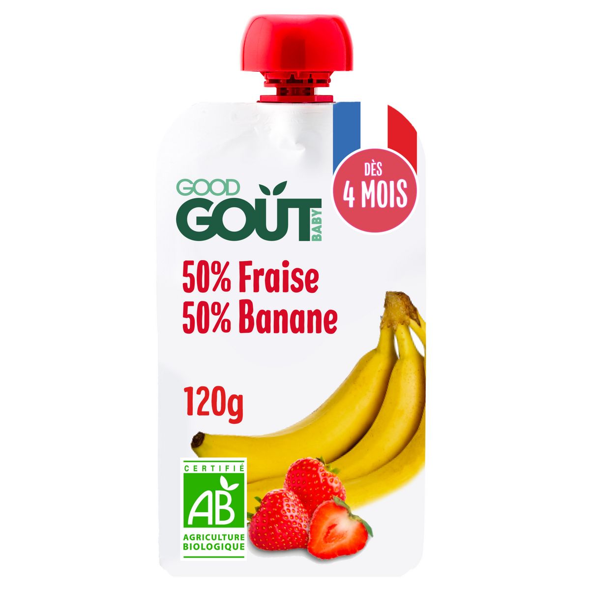 GOOD GOUT BABY Gourde 50% fraise 50% banane bio dès 4 mois 120g