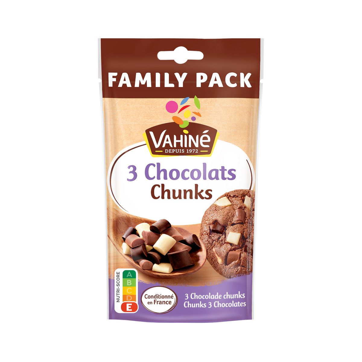 VAHINE Pépites chunks 3 chocolats Pack familial 180g