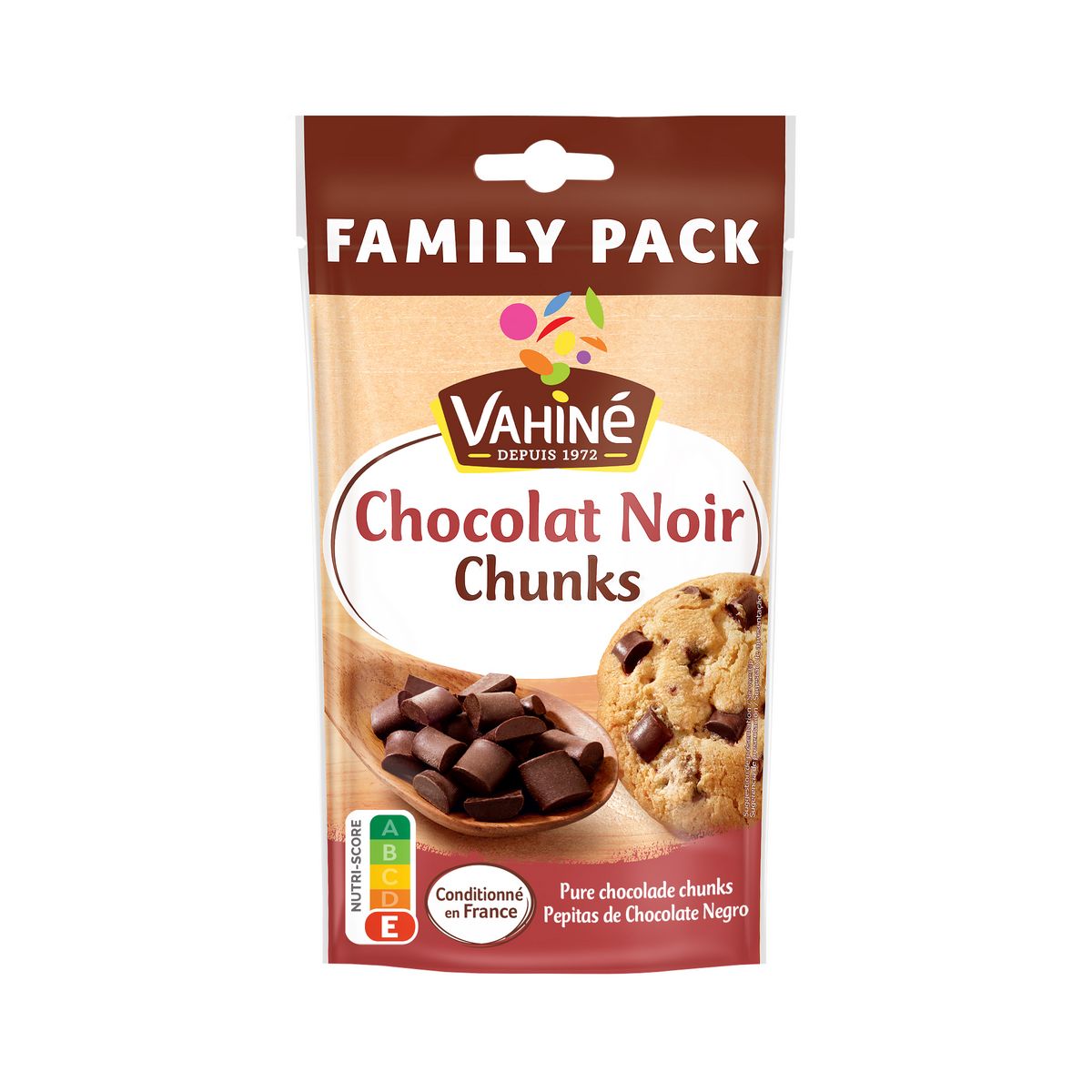 VAHINE Pépites chunks chocolat noir Pack familial 180g
