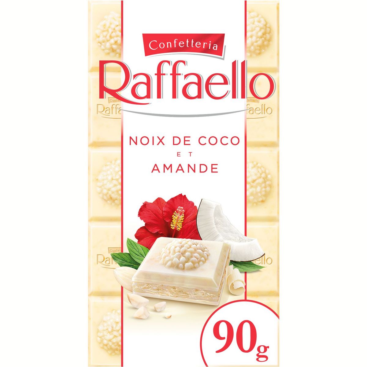 RAFFAELLO Tablette de chocolat blanc noix de coco et amande 1 pièce 90g pas  cher - Auchan.fr