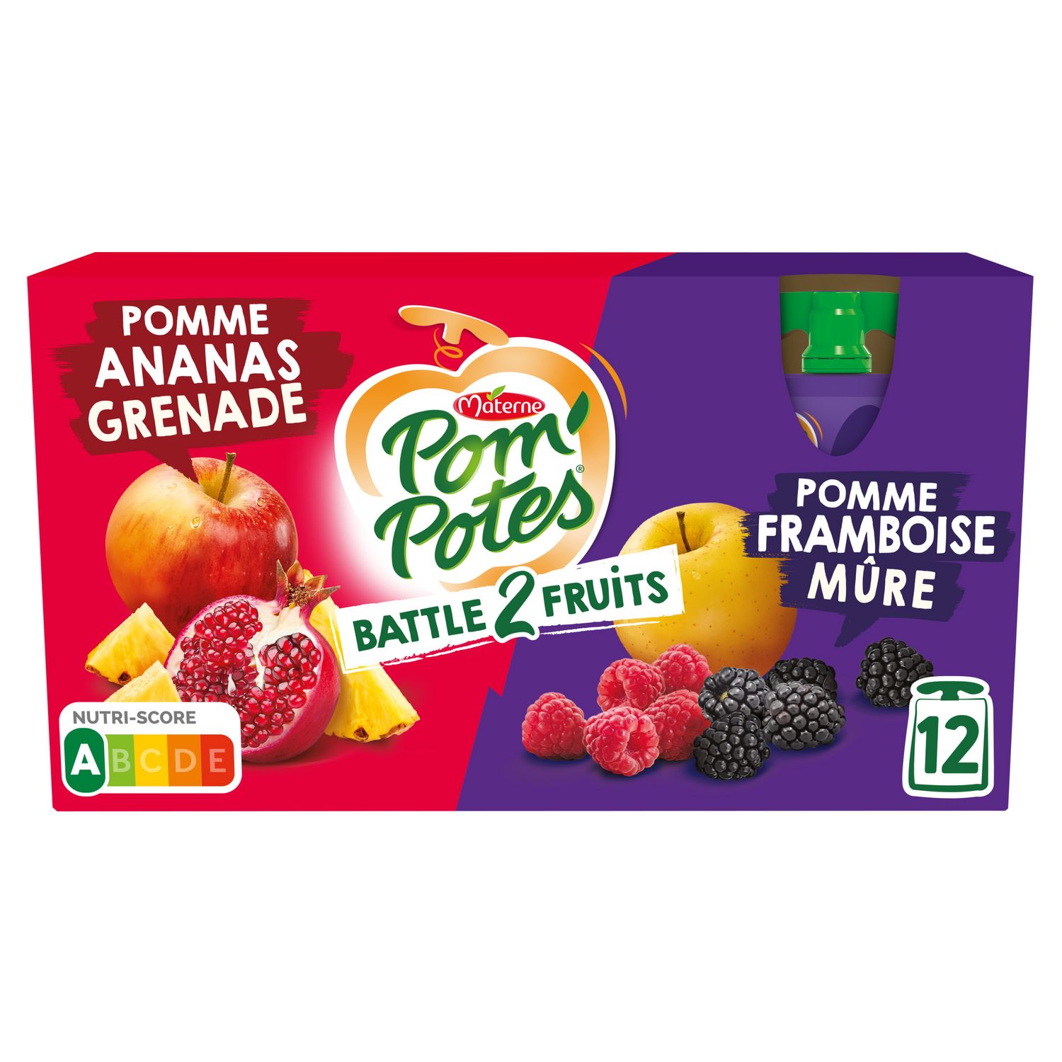 POM'POTES Gourde pommes mures framboises reine claude 36x90g pas cher 