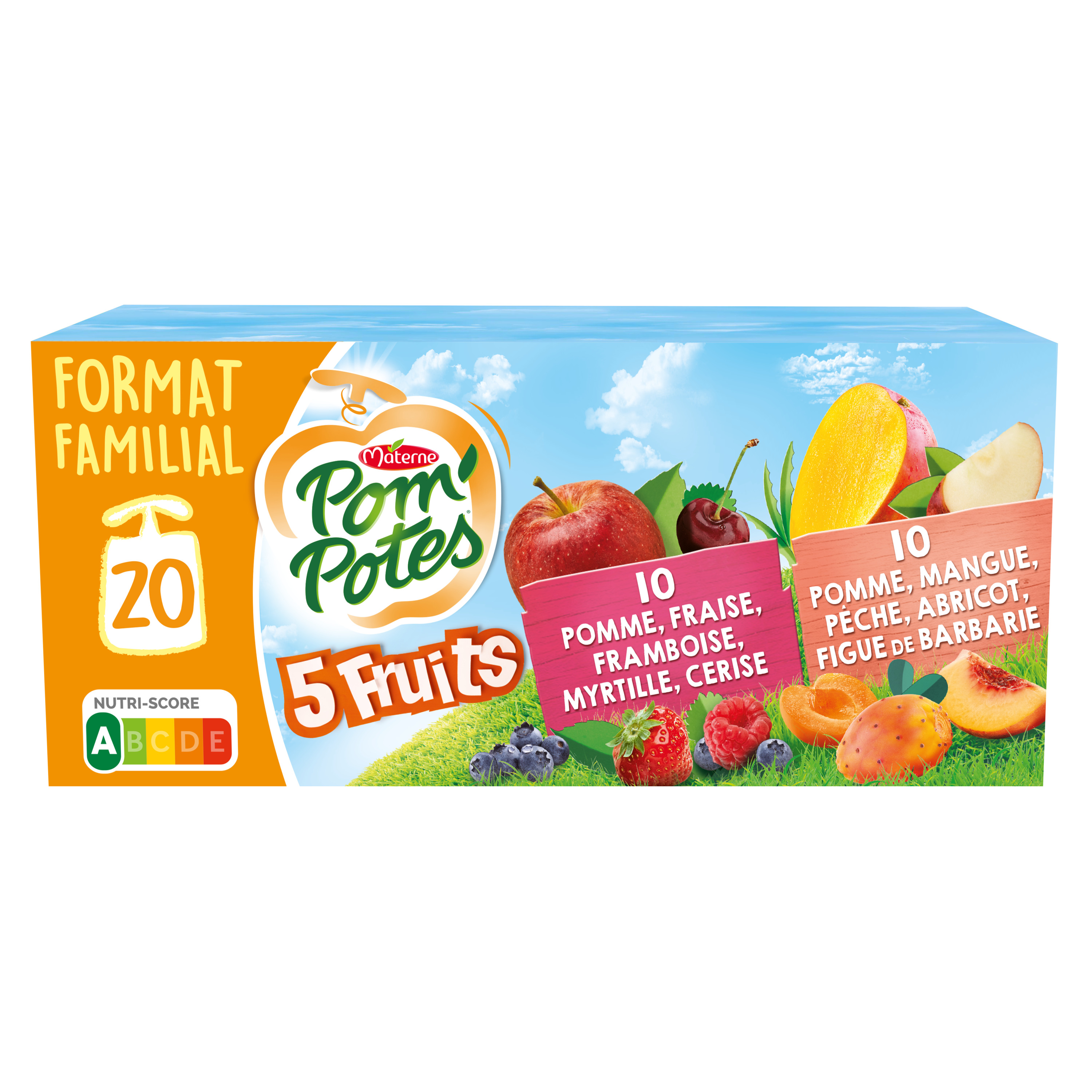 POM'POTES Gourdes compote les p'tits explorateurs pomme banane grenade et  pomme fraise myrtille 12x90g pas cher 