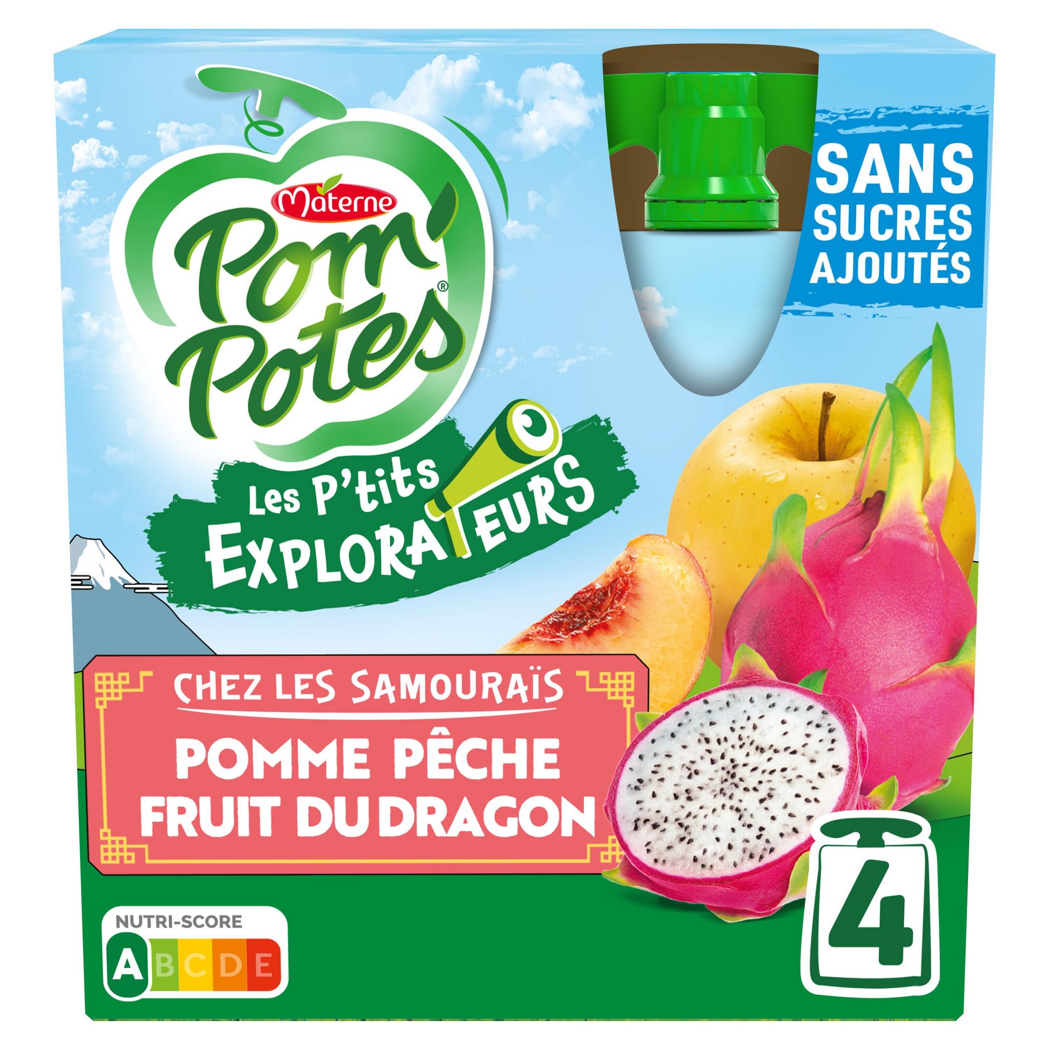 POM'POTES Compotes Gourdes 5 Fruits Roses 4x90g - 360 g