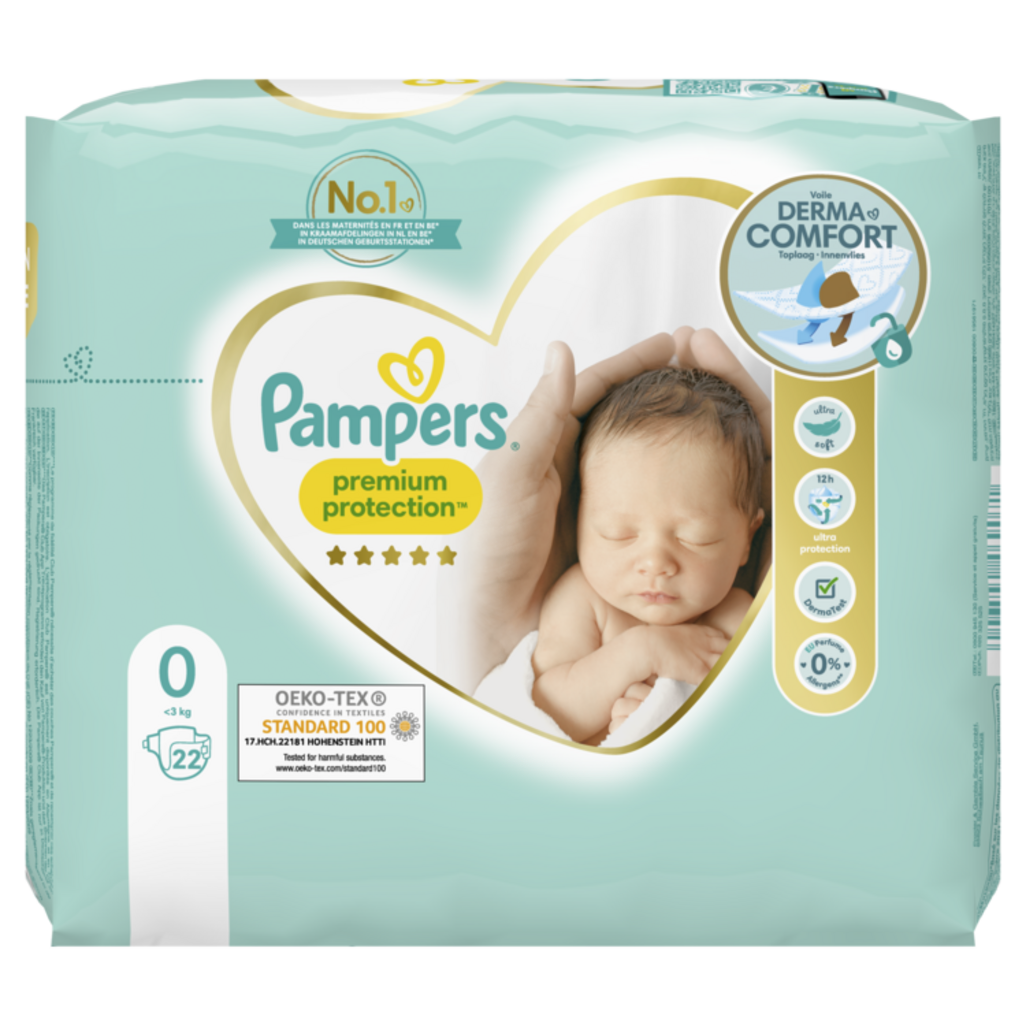 Pampers - 22 Couches Pampers Premium Protection, Taille 0, - de 3kg