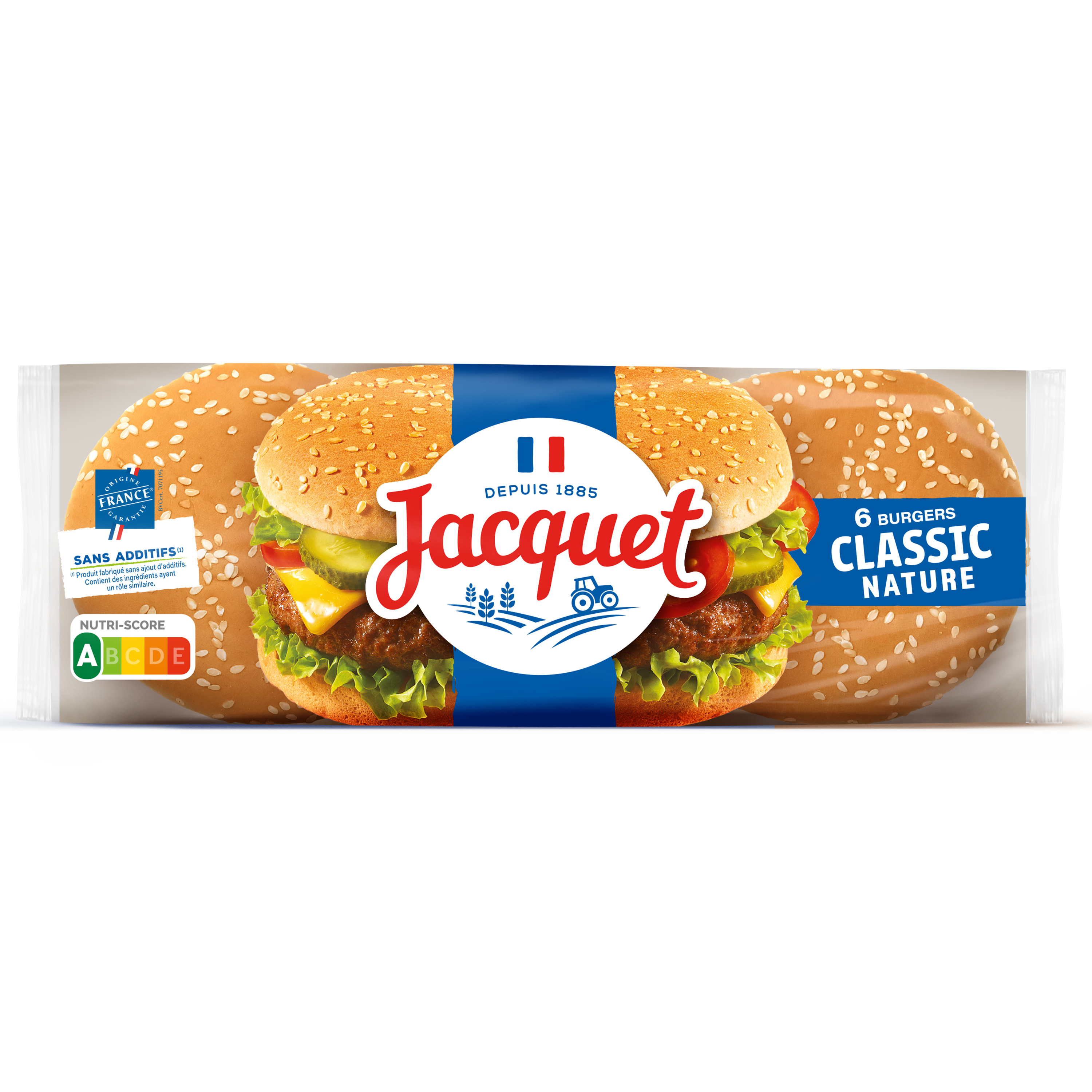 JACQUET Pain hamburger classique nature sans additifs 6 pièces