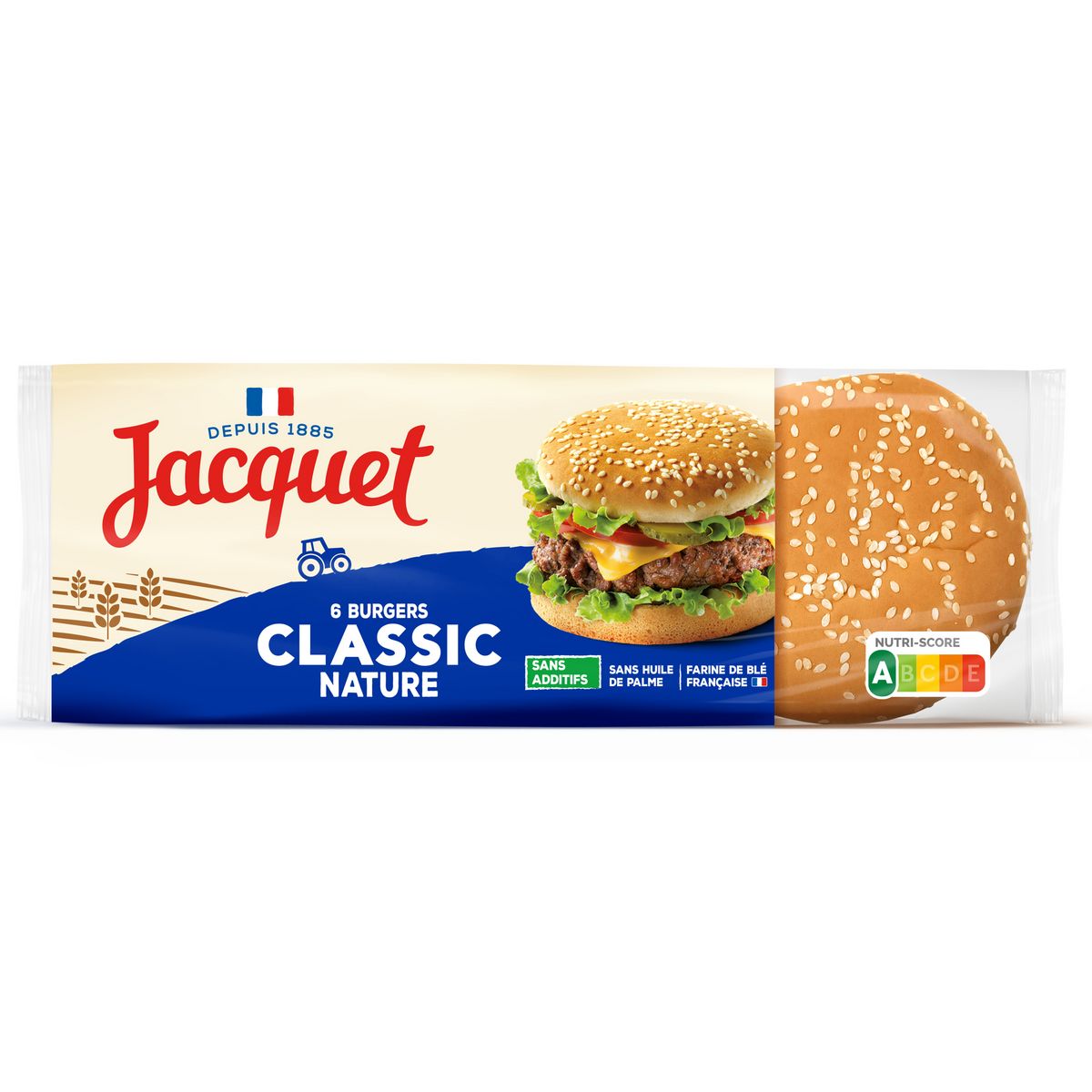 JACQUET Pain hamburger classique nature sans additifs 6 pièces 350g