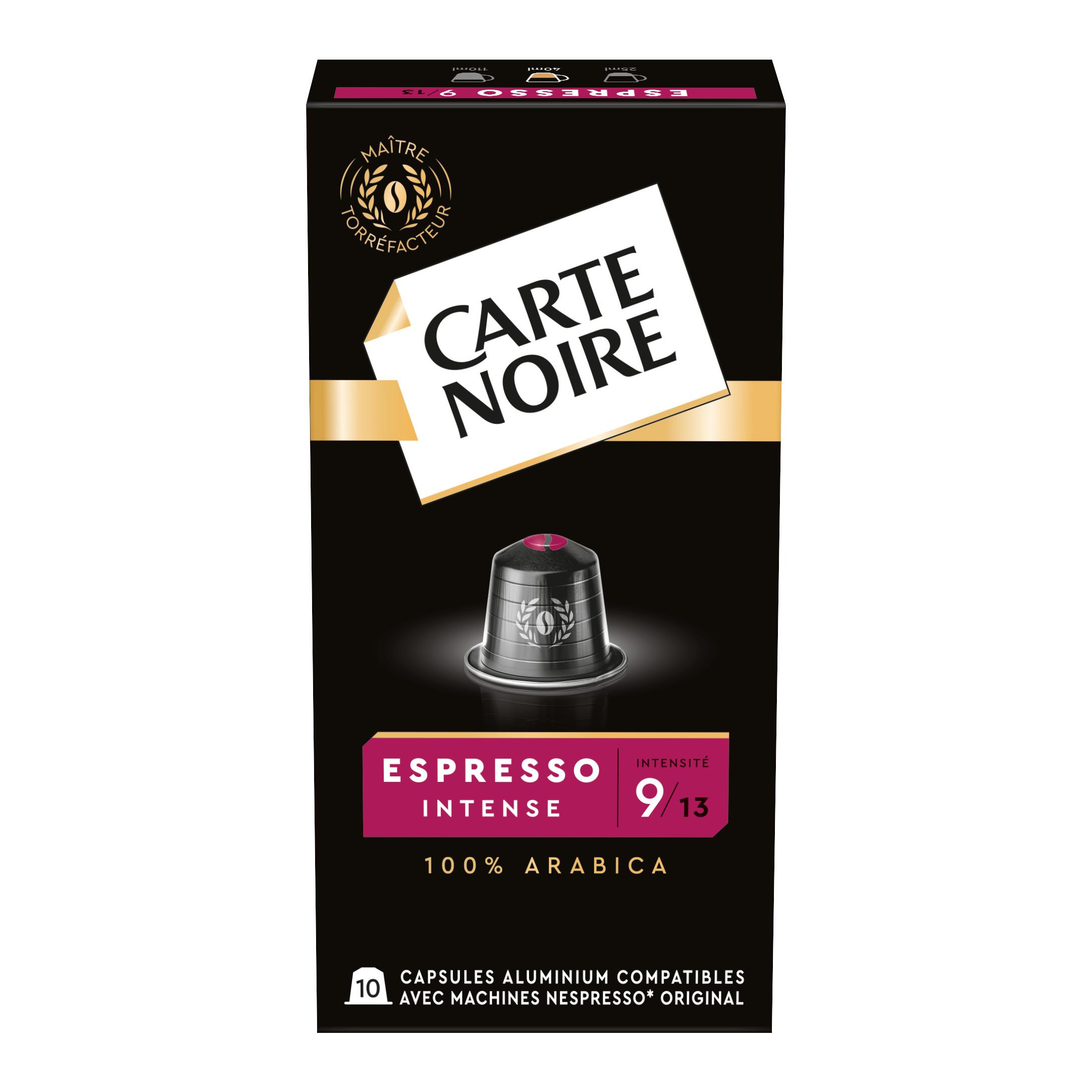 CARTE NOIRE Capsules de cafe espresso intense n 9 compatibles Nespresso 10 capsules 55g pas cher Auchan