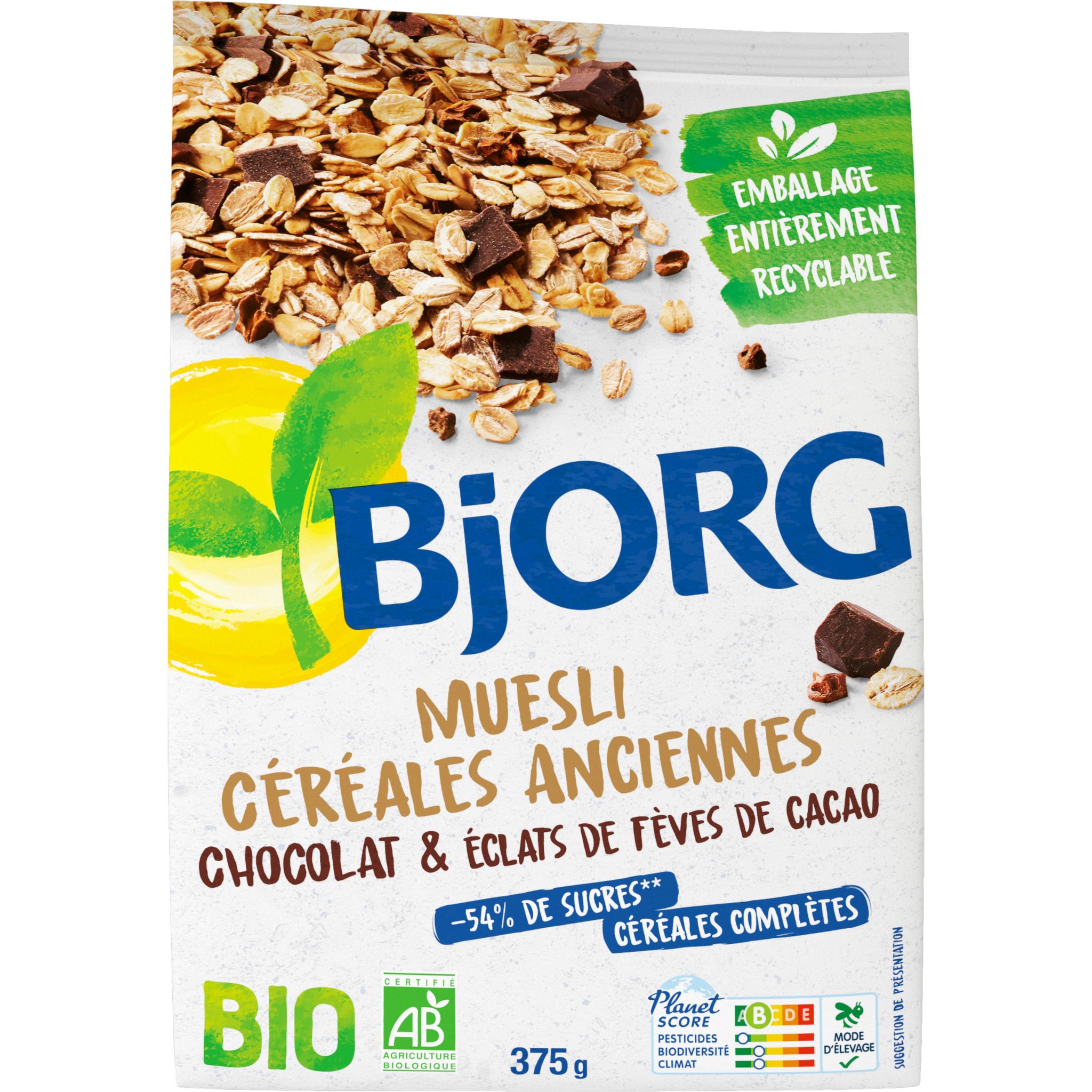 Bjorg Muesli avoine chocolat, bio 