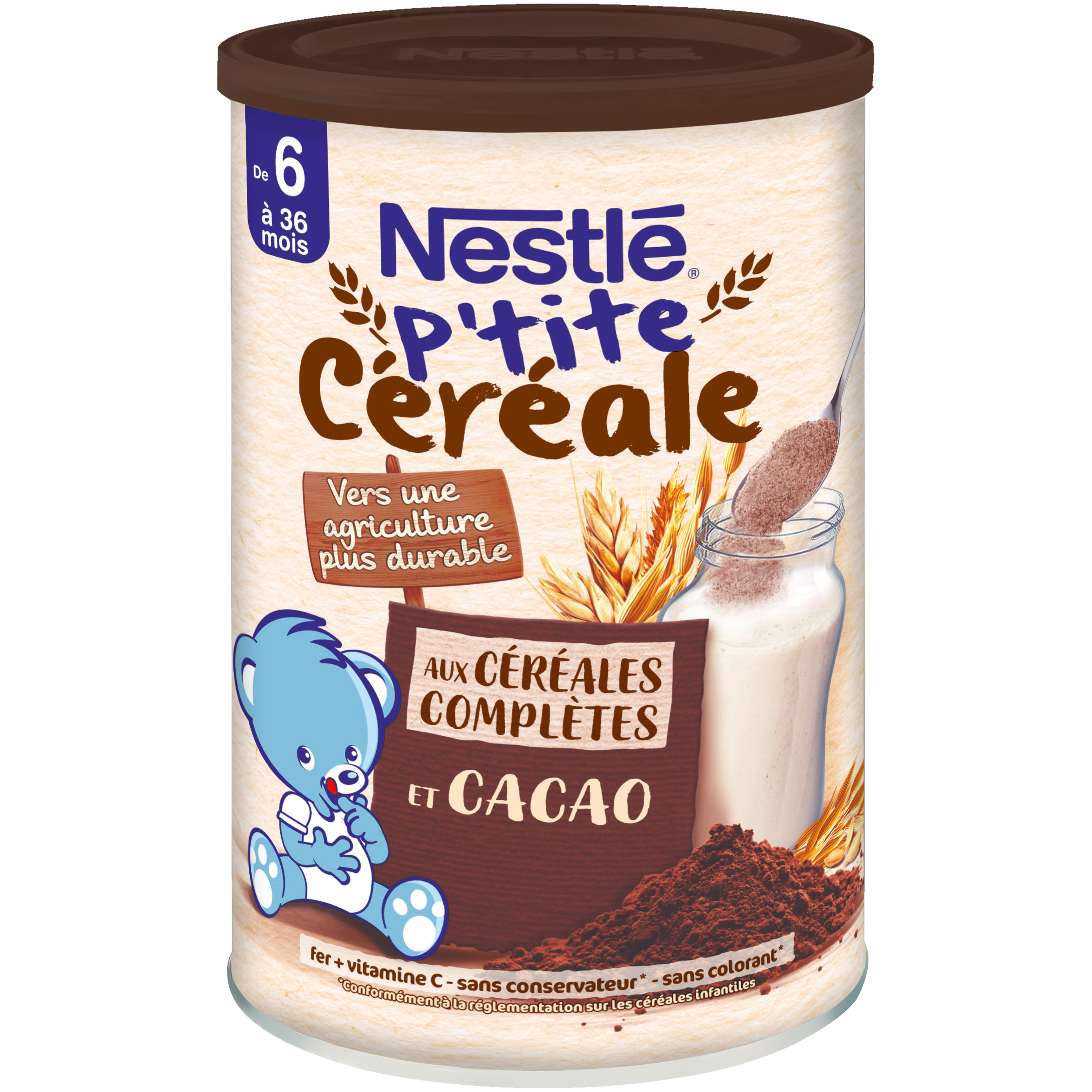 NESTLE Nestlé P'tit céréale vanille chocolat au lait en poudre dès 12 mois  400g 400g pas cher 