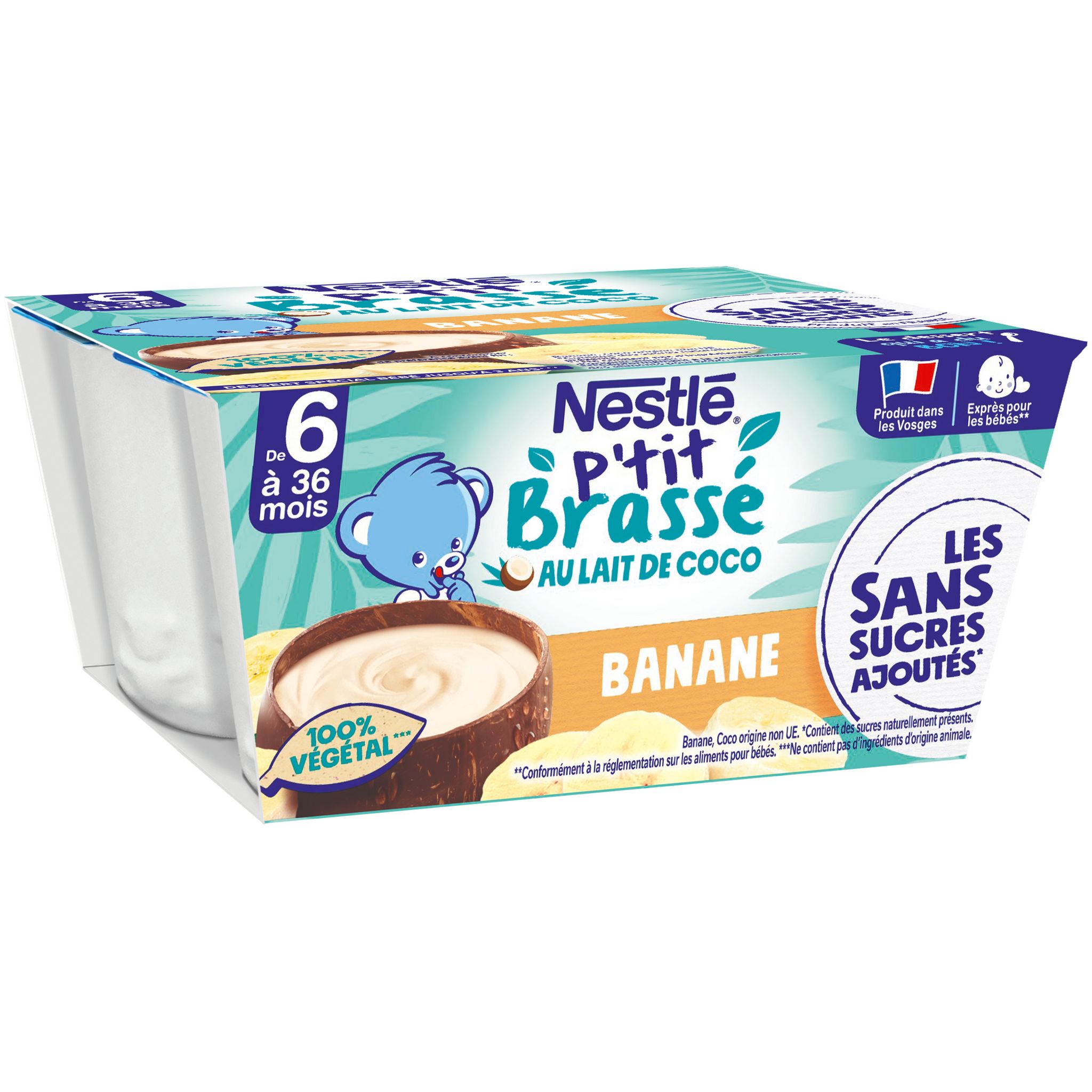 Nestlé Bébé - P'Tit Brassé - Fruits Rouges - Sans Sucres Ajoutés - Laitage  dès 6 Mois - 4X100g : : Epicerie