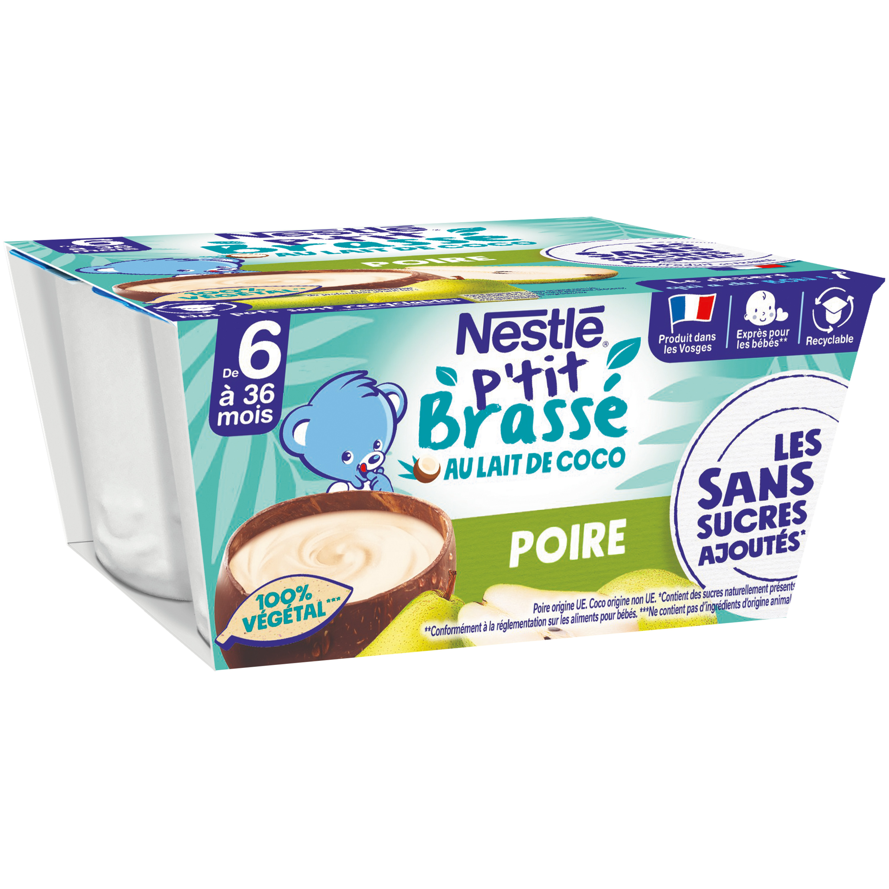 GOURDE BRASSÉ AU LAIT DE COCO POMME POIRE 4X85G BABYBIO