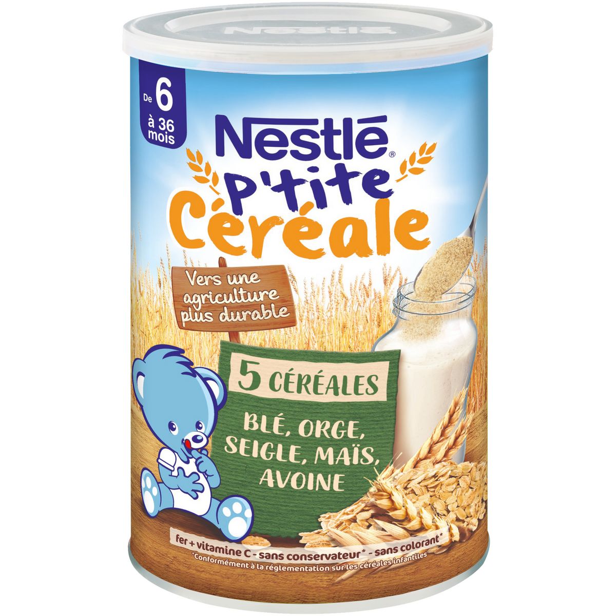 P'tite Céréale 5 céréales sans sucre ajouté dès 6 mois, Nestlé (415 g)