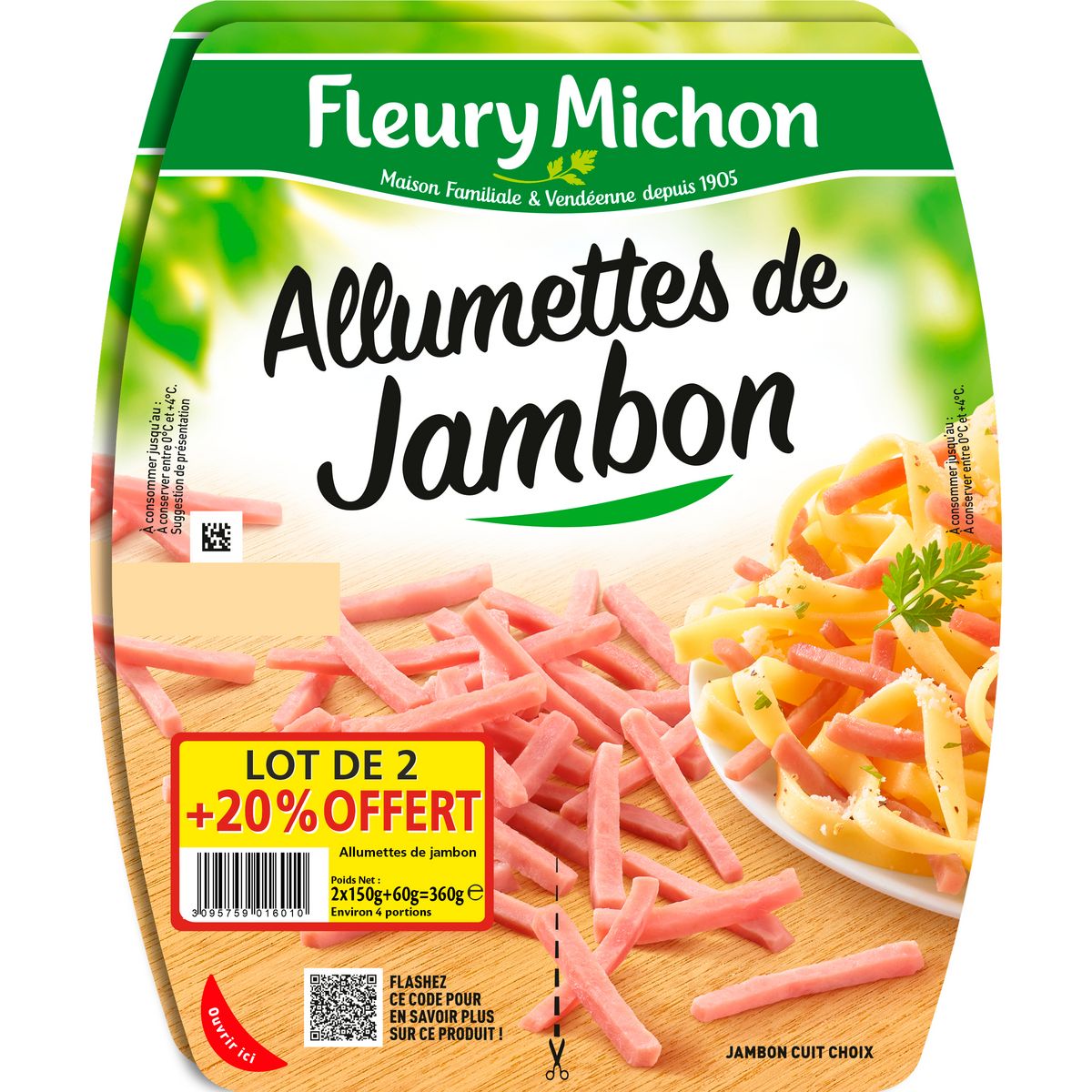FLEURY MICHON Allumettes de jambon 2x150g +60g offerts 380g