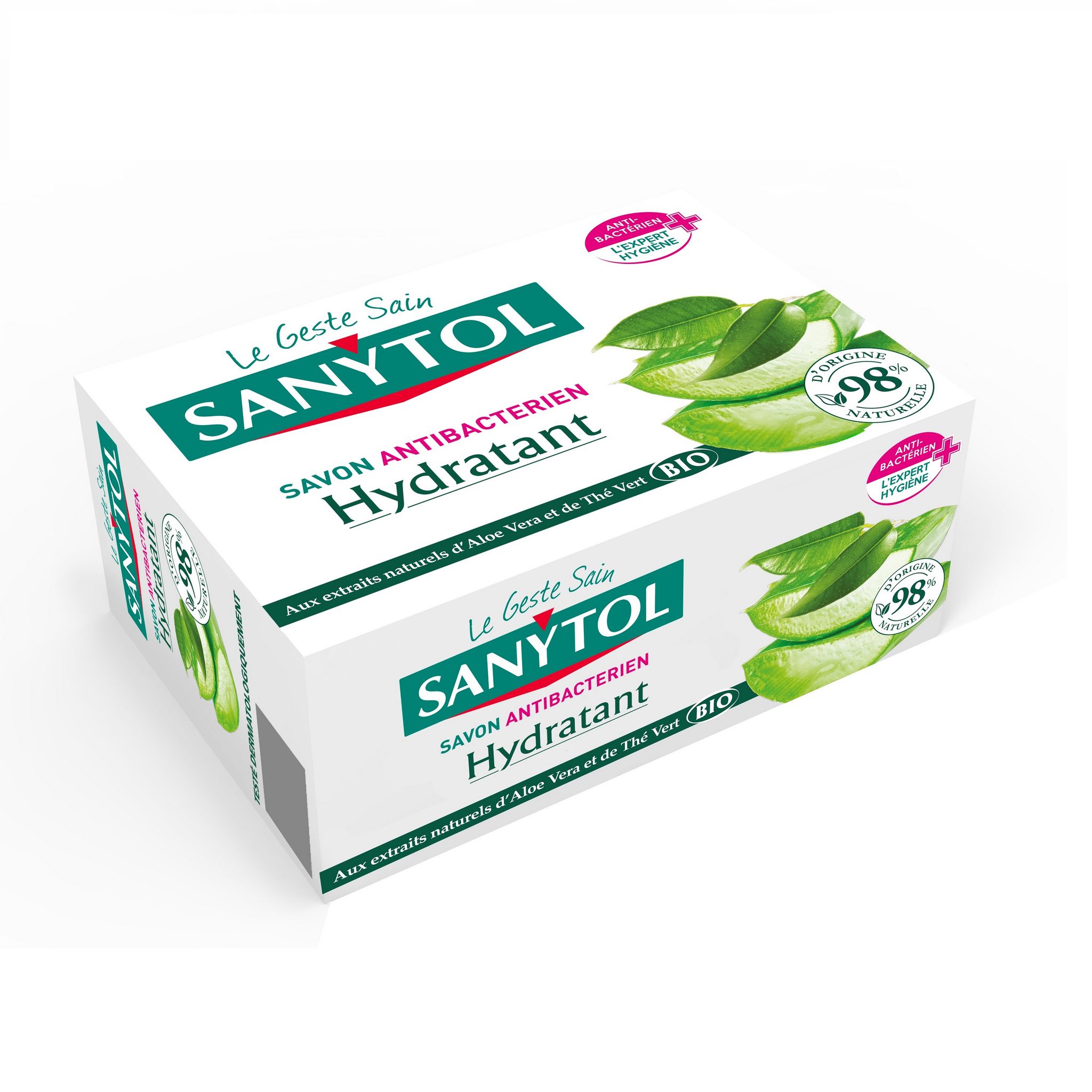 Lingettes mains désinfectantes hydratantes Sanytol - Thé Vert - 12