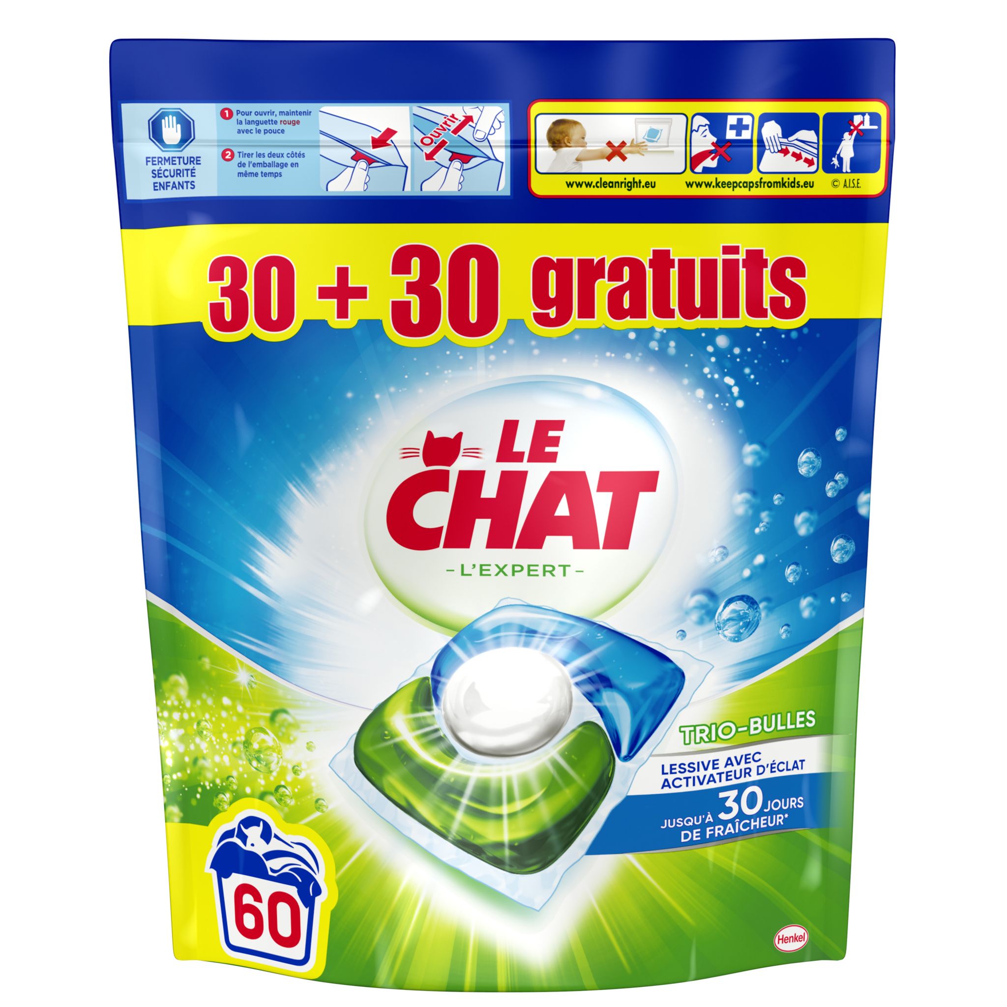 Promo Lessive capsules Trio Bulles LE CHAT chez Carrefour