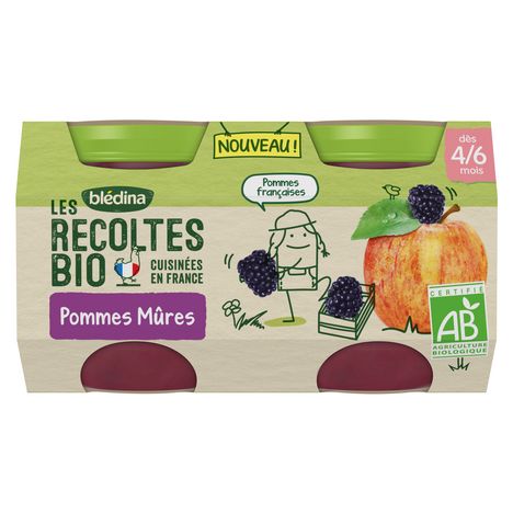 LES RECOLTES BIO - Petits Pots Pommes & Pruneaux - Dès 4 mois, 2x130g