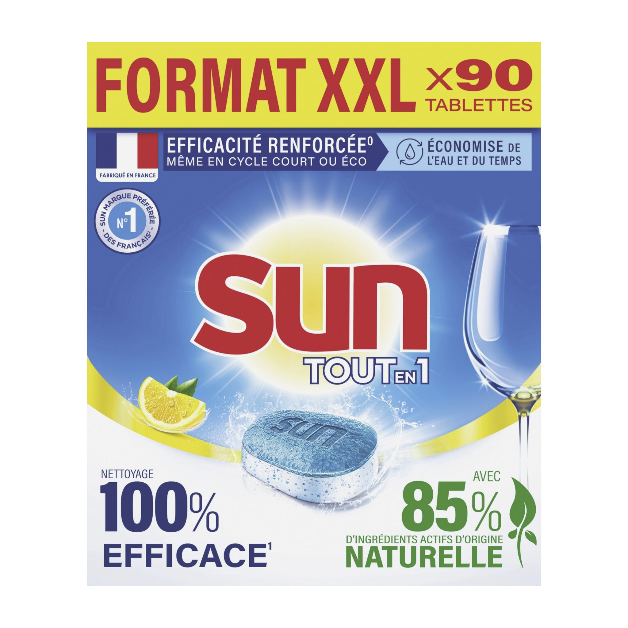SUN Tablettes lave-vaisselle tout en 1 citron Ecolabel 48 Tablettes pas  cher 