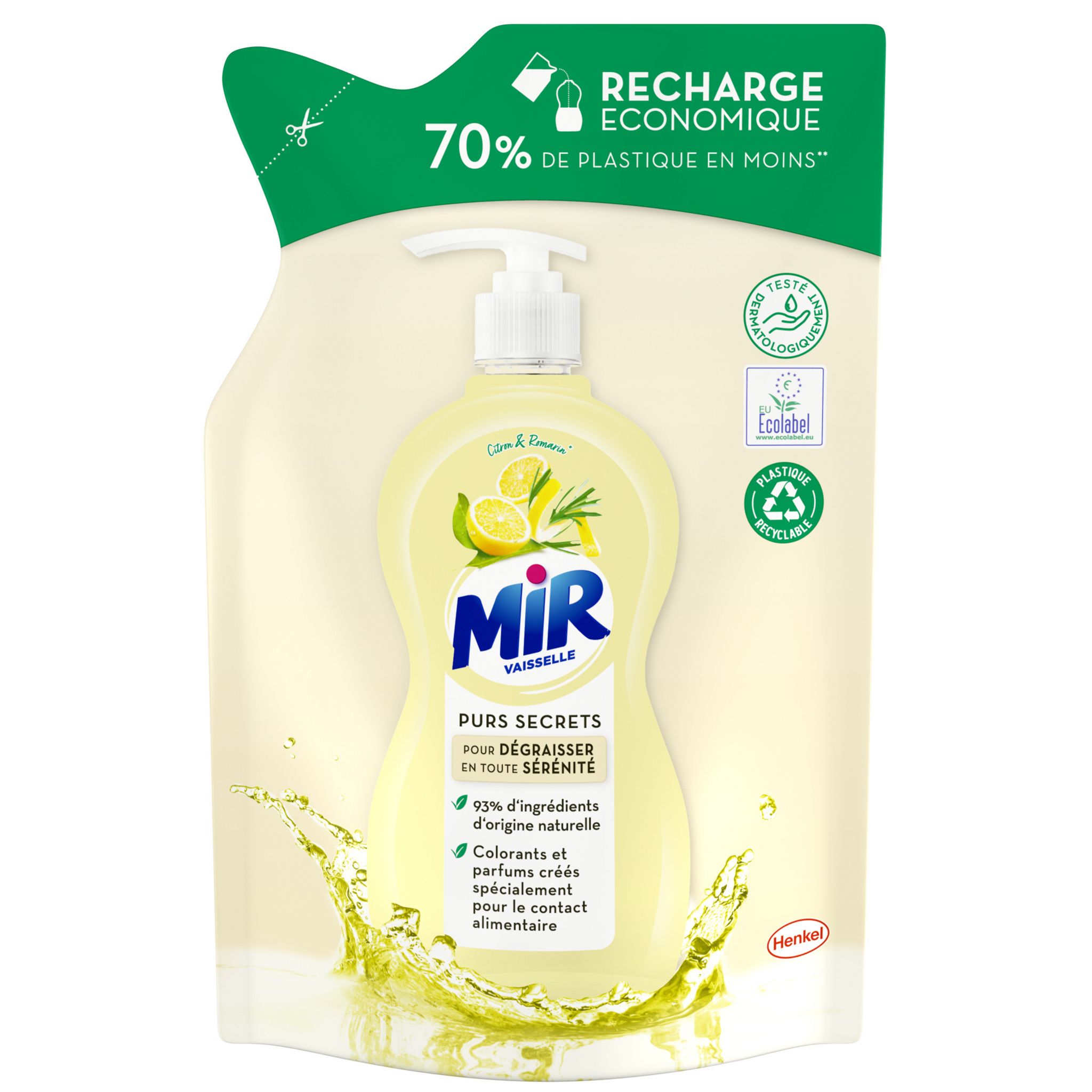 MIR Liquide vaisselle purs secrets pour dégraisser citron & romarin 420ml  pas cher 