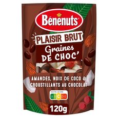 BENENUTS Plaisir brut Amandes noix de coco et croustillants au chocolat 120g
