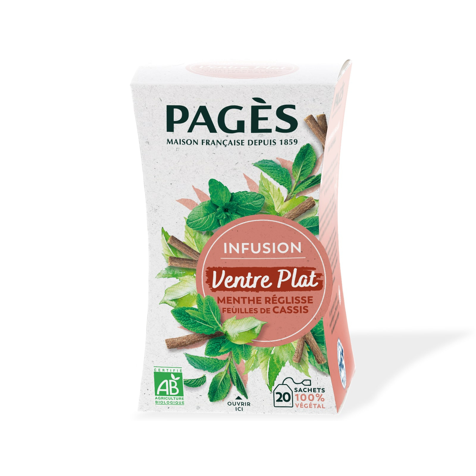 PAGES Ventre plat infusion bio menthe réglisse feuilles de cassis