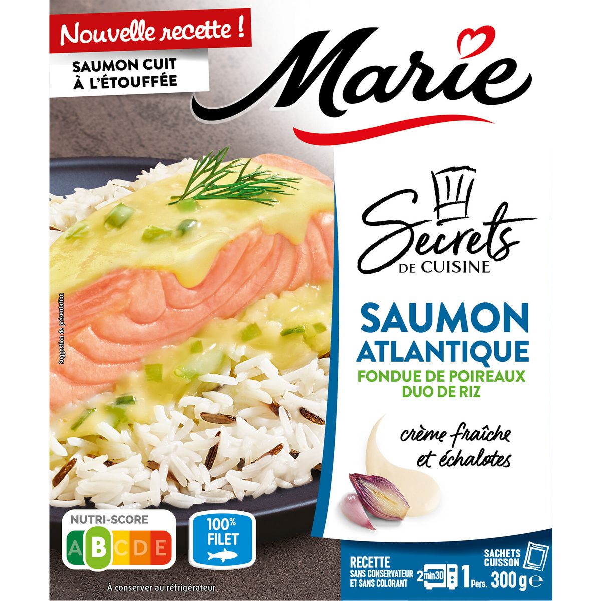 MARIE Saumon atlantique et riz basmati mousseline de carottes 300g
