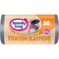 HANDY BAG Sacs poubelles fixations élastiques ultra résistant 50l 10 sacs