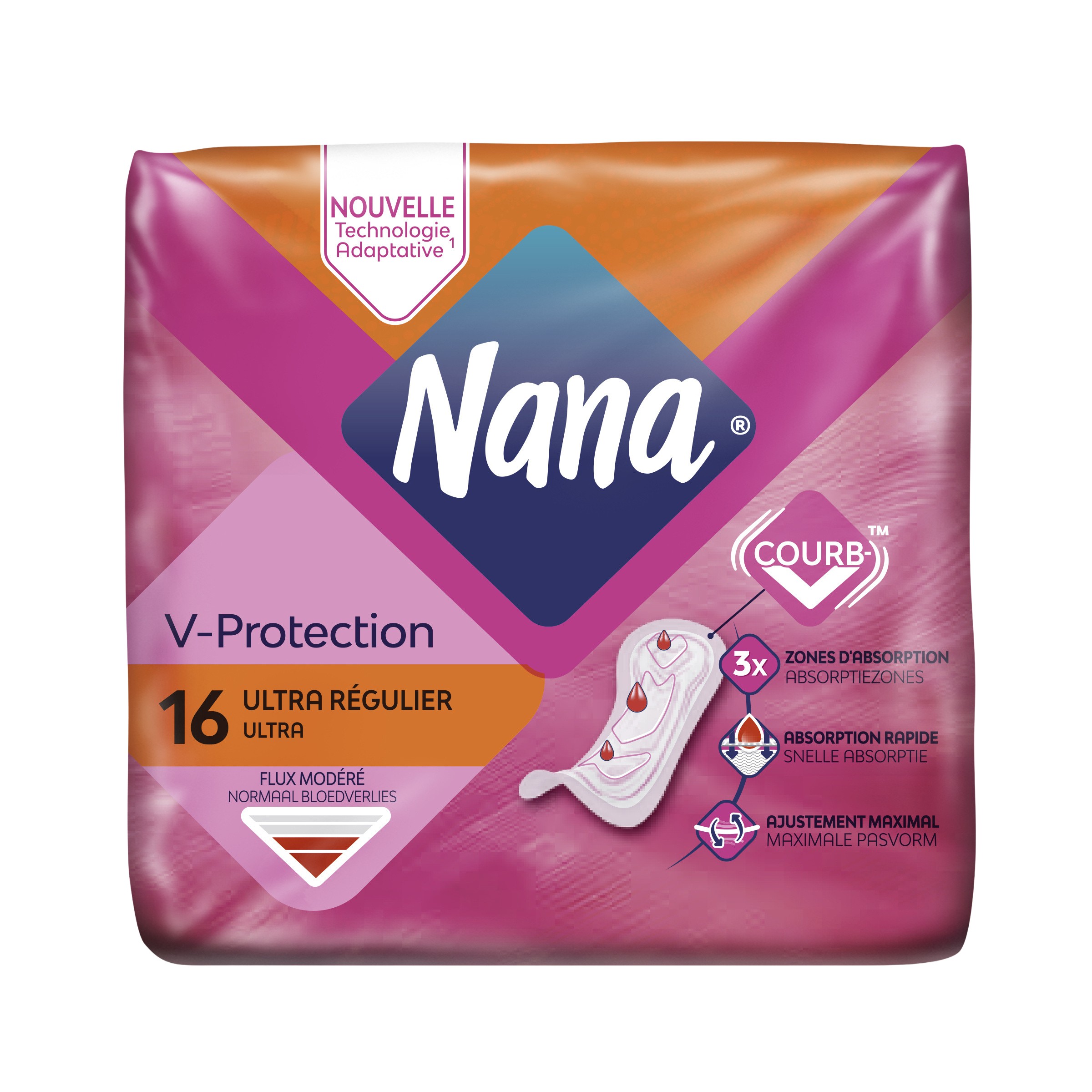 NANA Secure Fit serviettes hygiéniques sans ailettes normal 16 serviettes  pas cher 