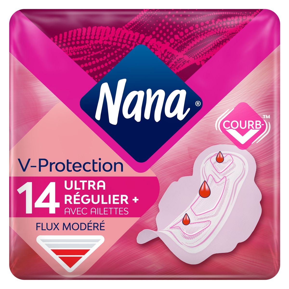 SERVIETTES HYGIÉNIQUES NANA V-PROTECTION ULTRA PLUS AVEC AILETTES