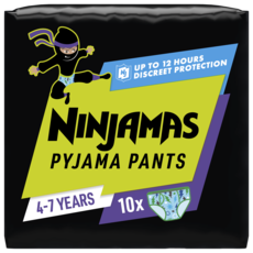 NINJAMAS Pyjama pants Sous-vêtement de nuit absorbant pour garçon 4-7 ans (17-30kg) 10 pièces