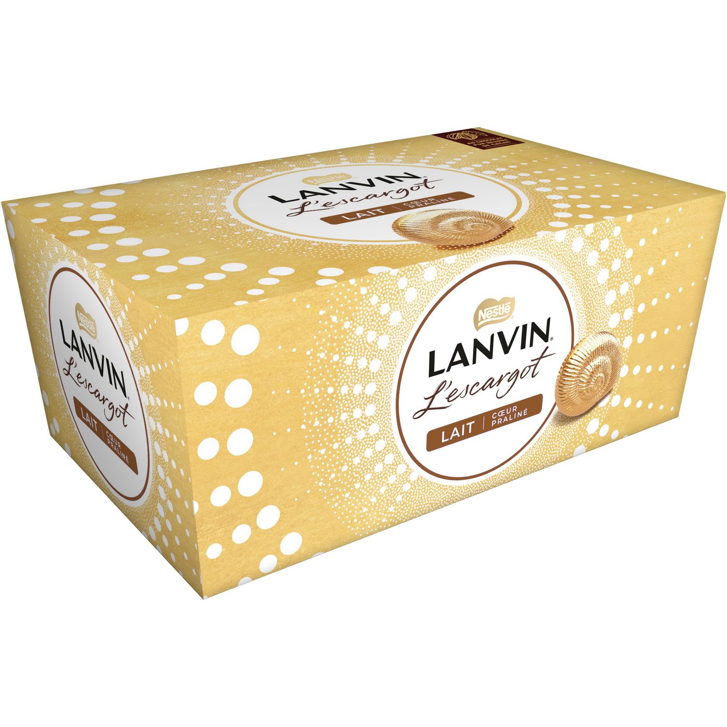 L'Escargot trio de chocolat au lait, chocolat blanc et chocolat noir fourré  au praliné mini Lanvin - Intermarché