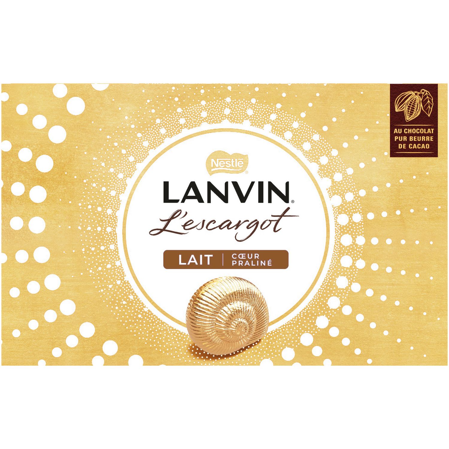 L'Escargot trio de chocolat au lait, chocolat blanc et chocolat noir fourré  au praliné mini Lanvin - Intermarché