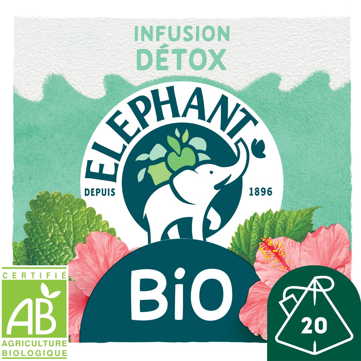 AUCHAN BIO Infusion détox frêne citronnelle cynorrhodon 20 sachets