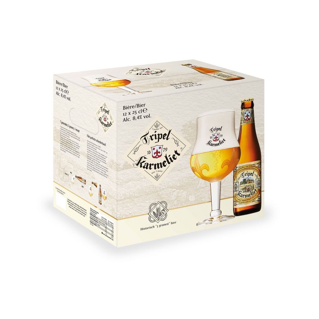 KARMELIET Coffret bière blonde triple 8,4% bouteilles +1 verre 4x33cl pas  cher 