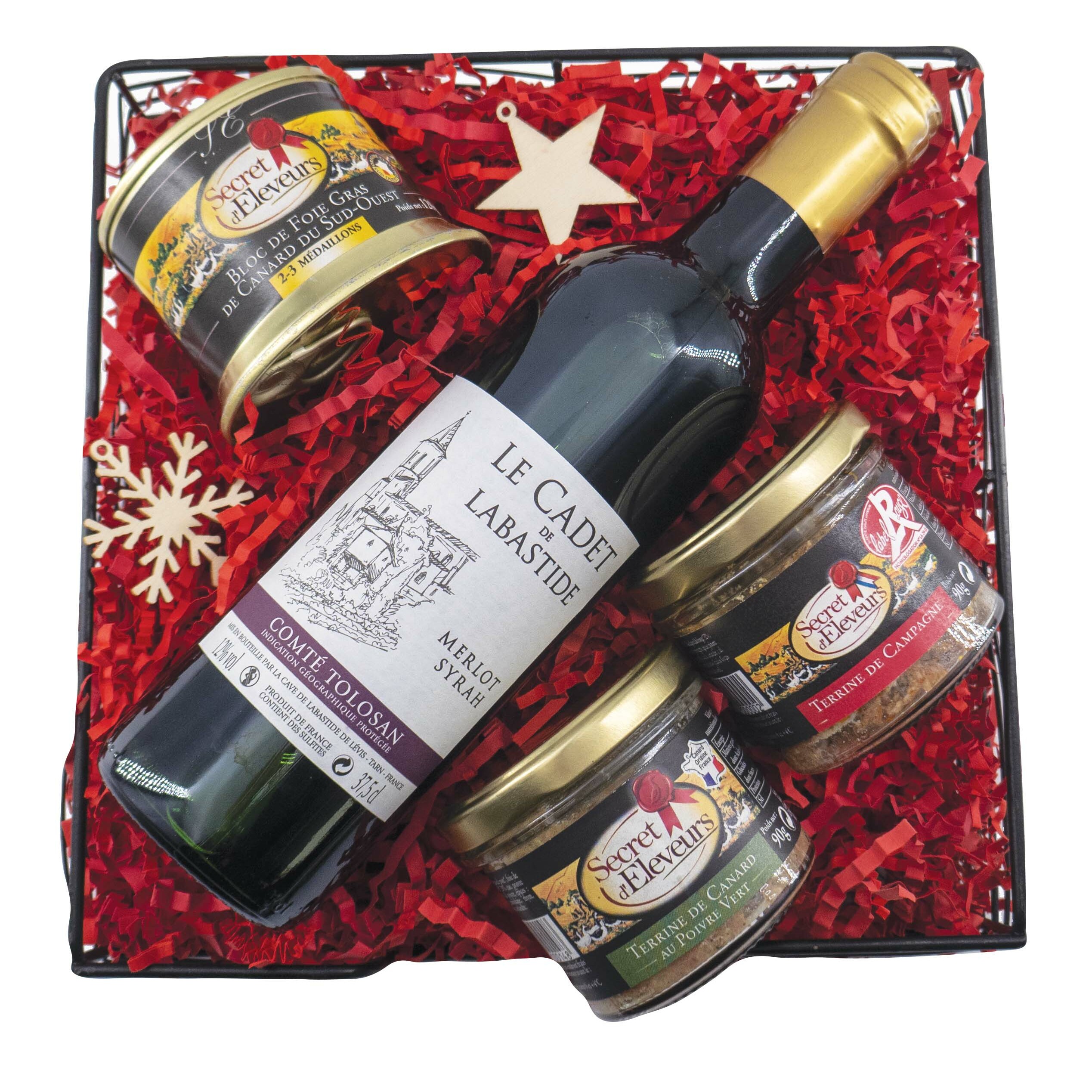 Coffret de vin rouge et foie gras - coffret personnalisé noël