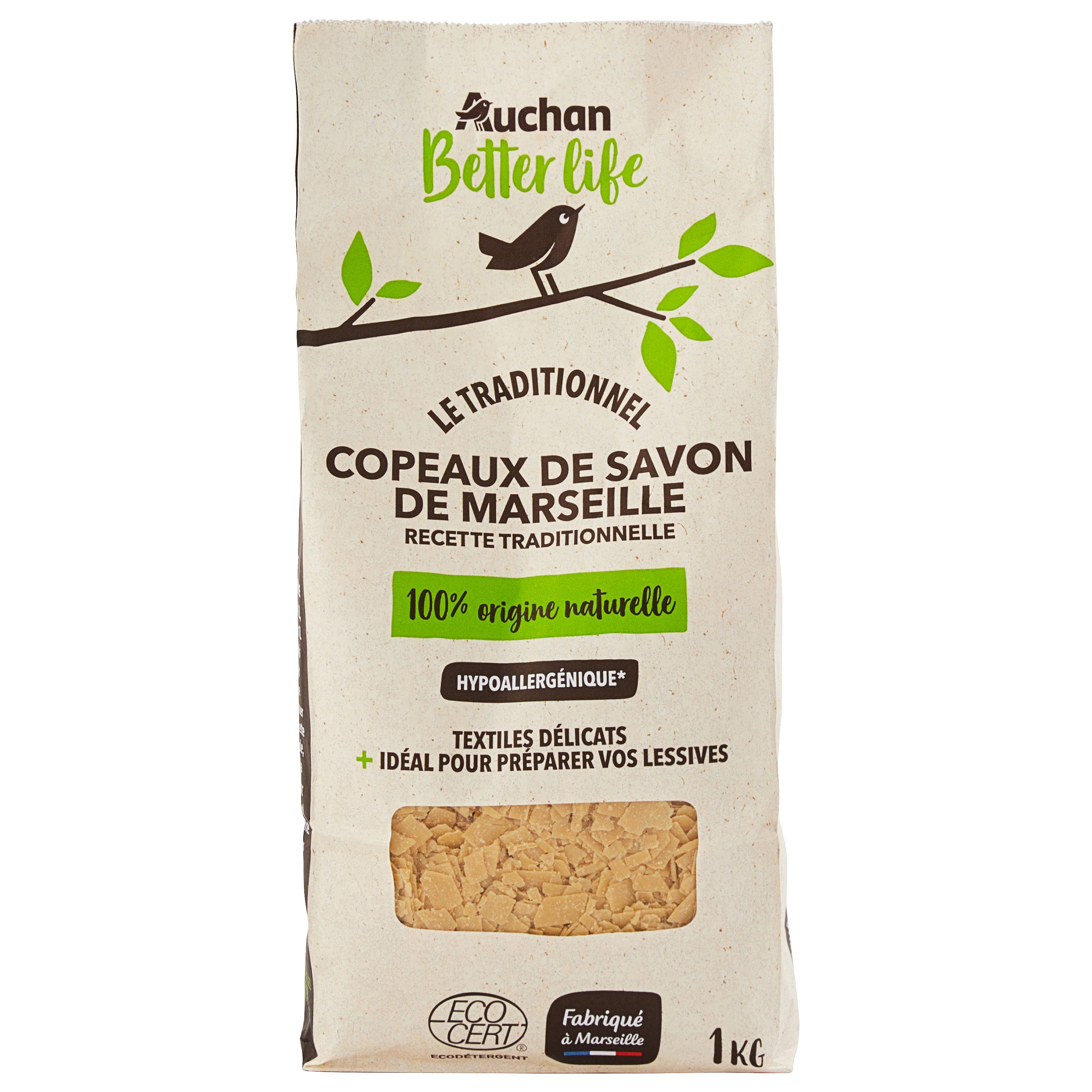 AUCHAN BETTER LIFE Copeaux de savon de Marseille naturel 1kg pas cher 