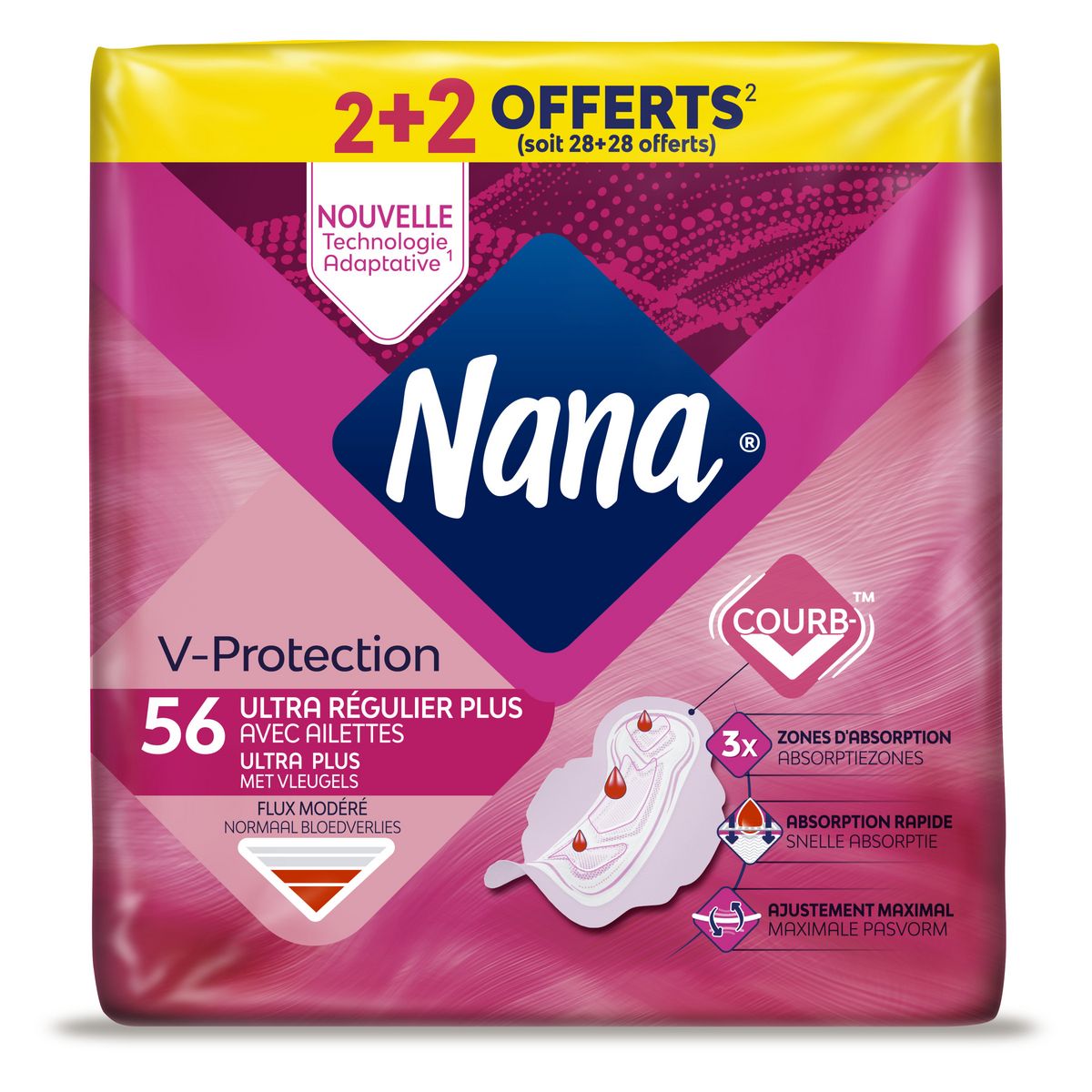 Je craque, Nana Serviettes hygièniques avec ailettes ultra normal plus 28  serviettes