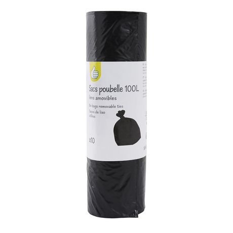 POUCE Sacs poubelle liens amovibles 100L 10 sacs pas cher Auchan.fr