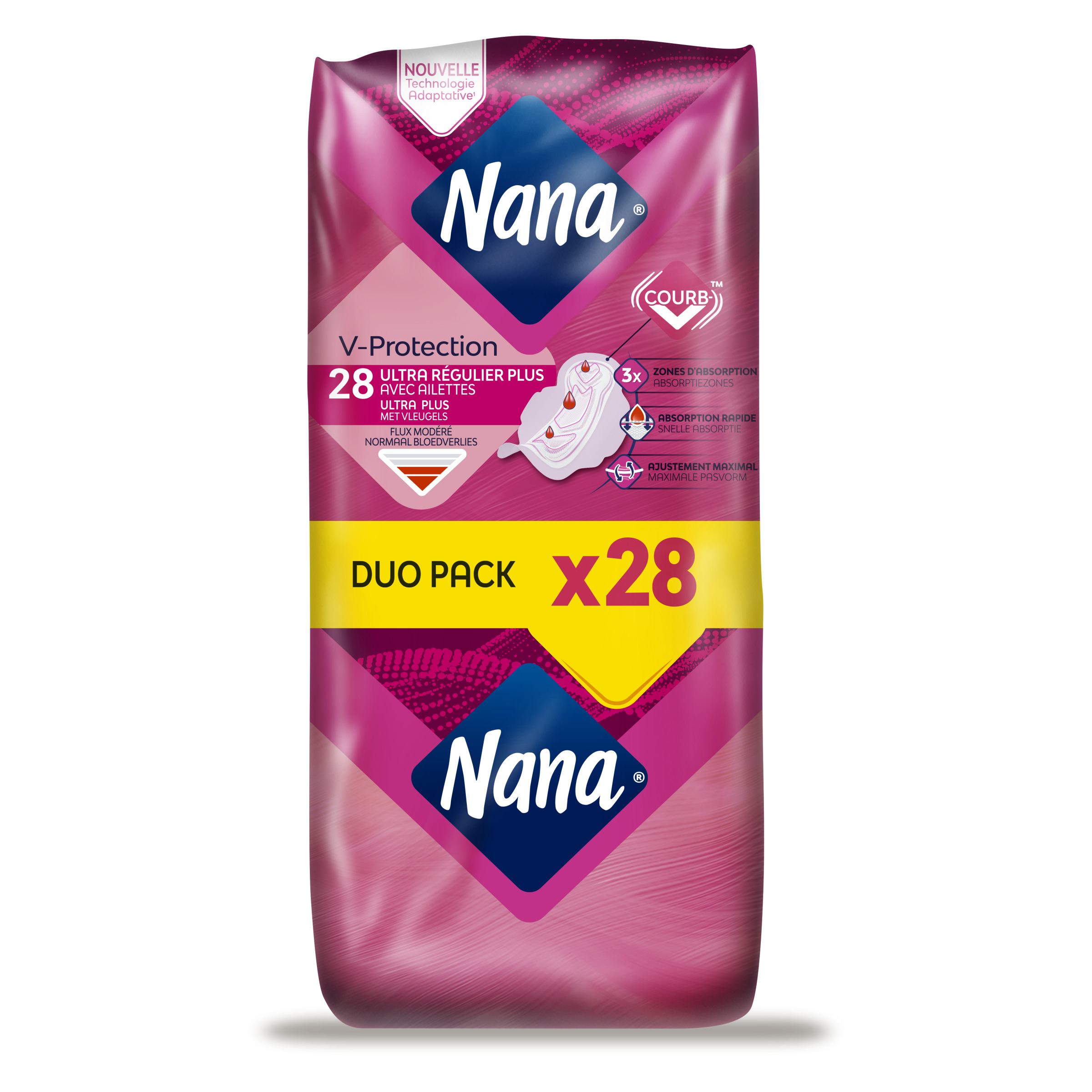 NANA Secure Fit serviettes hygiéniques avec ailettes normal plus 14  serviettes pas cher 