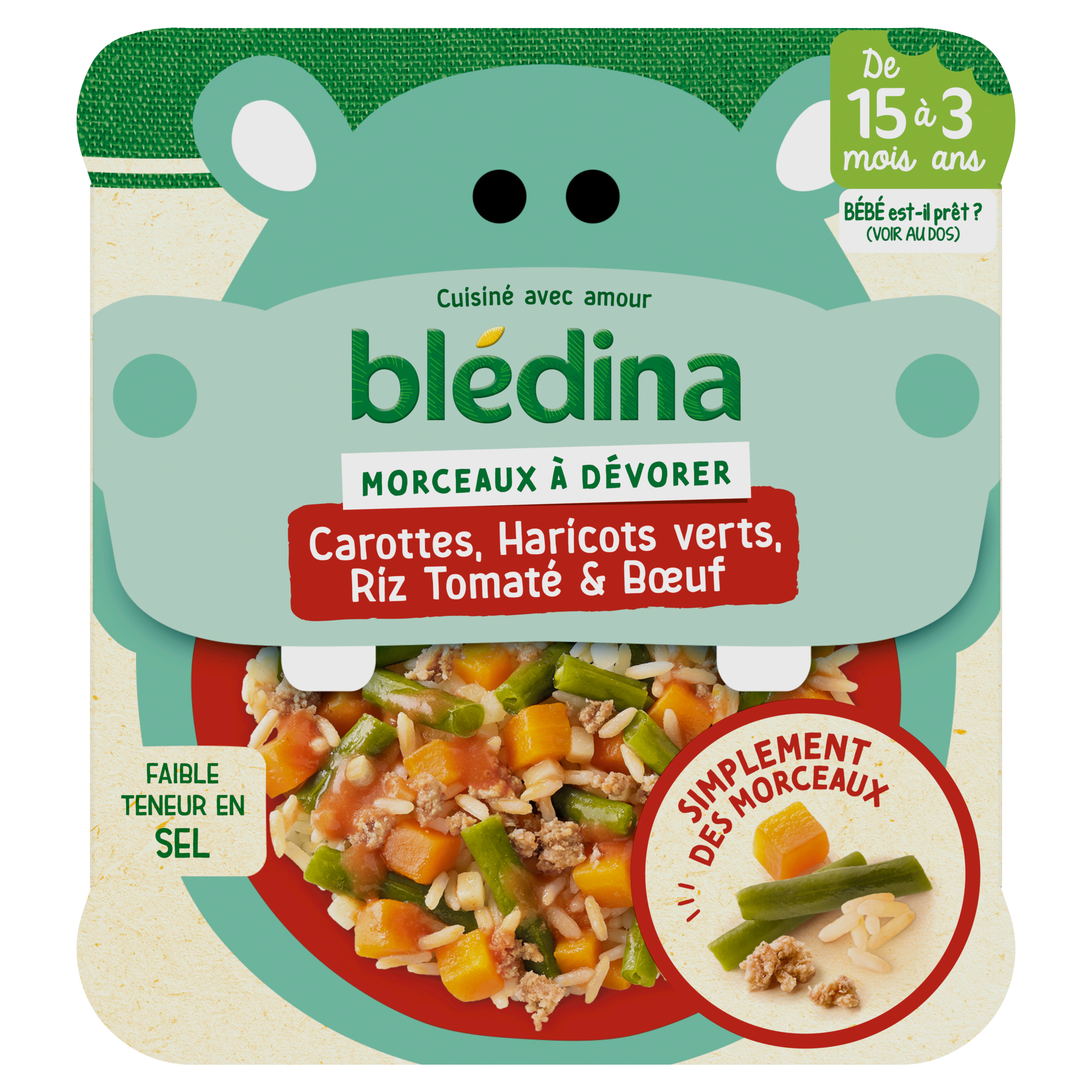 BLEDINA Assiette carottes haricots verts riz tomaté et boeuf dès 15 mois  200g pas cher 