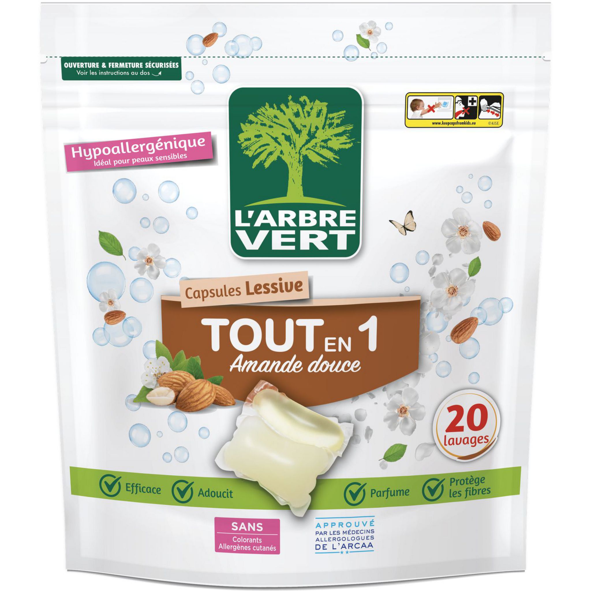 L'Arbre Vert Capsules Lessive Tout En 1 Amande Douce 20 Lavages