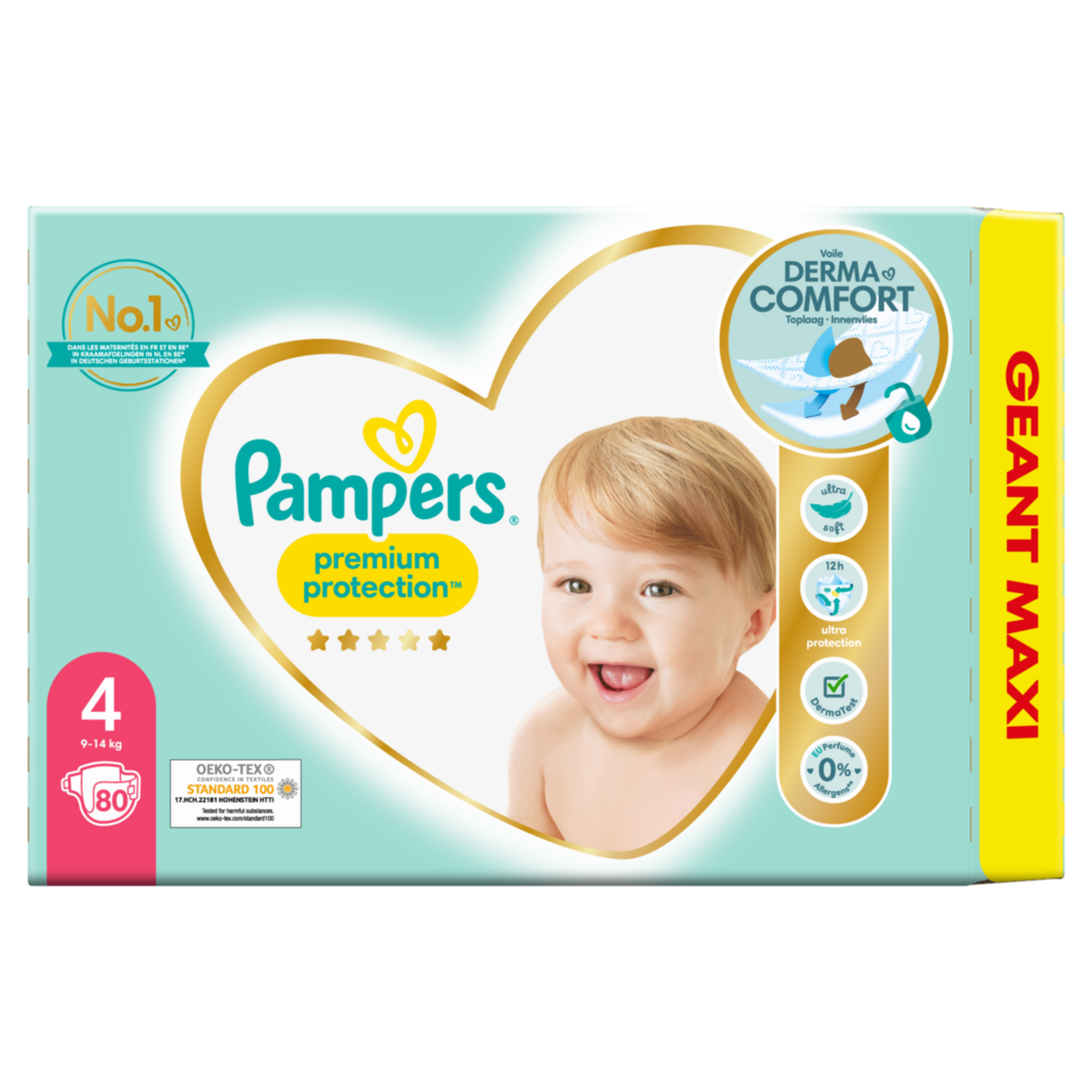 Pampers Harmonie Couches Taille 4 80 Couches 9kg - 14kg Protection Douce  Pour La Peau