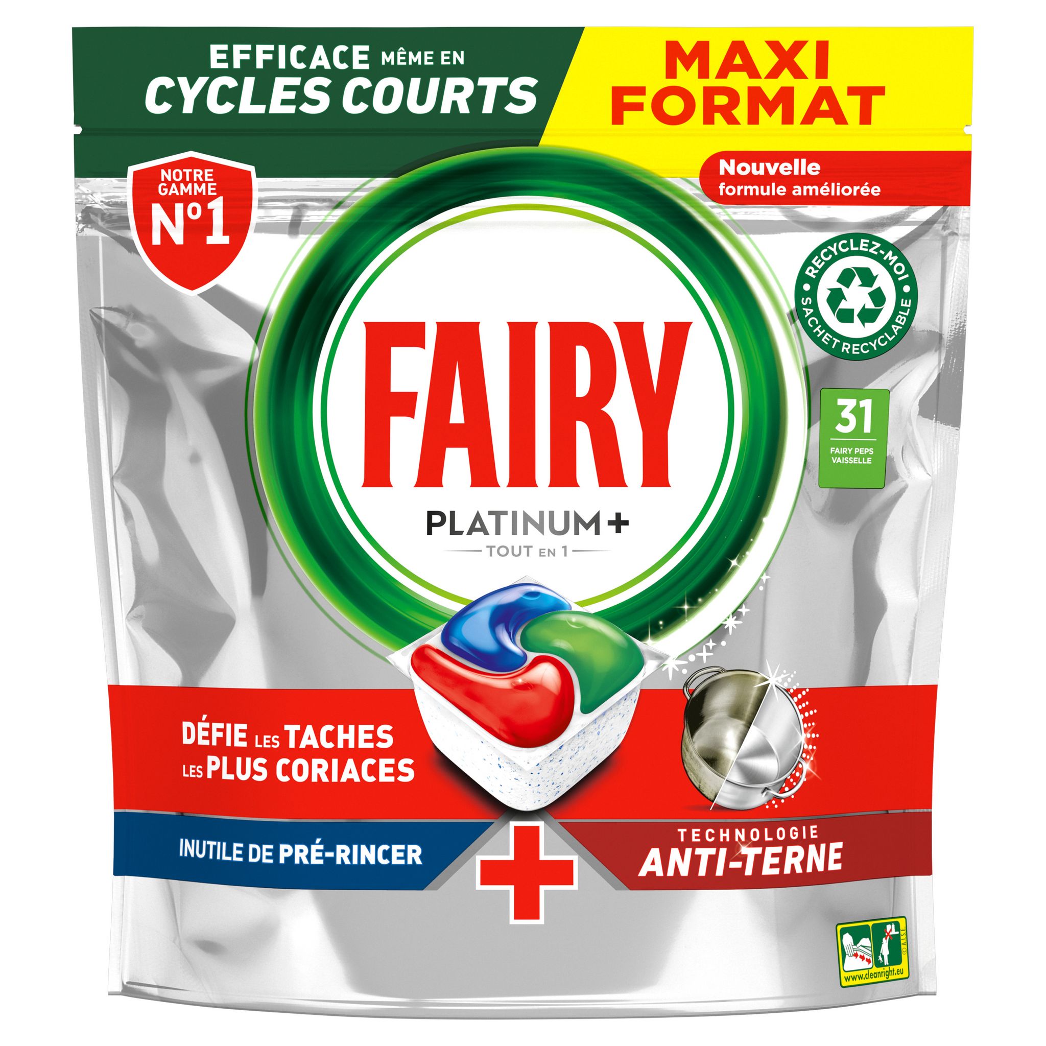 FAIRY Platinum+ capsules lave vaisselle tout en un 13 lavages 13 capsules  pas cher 