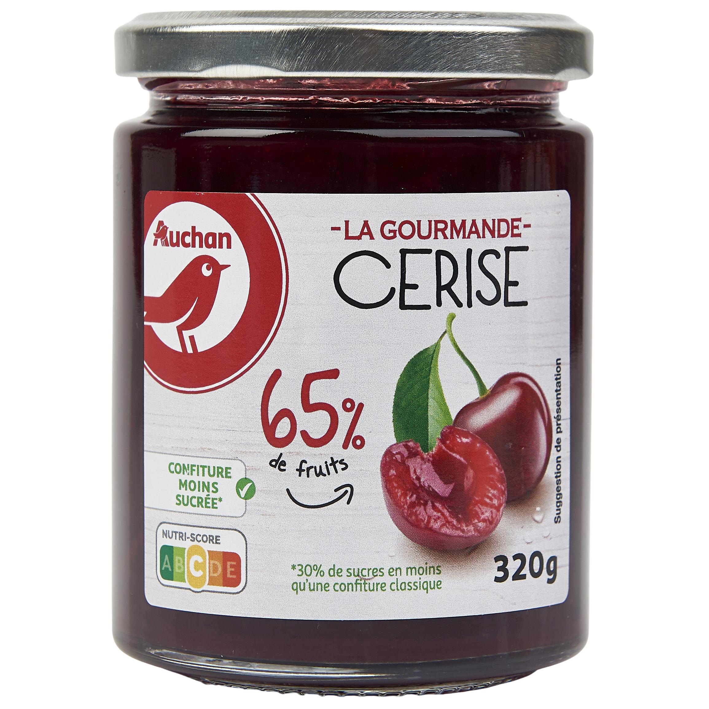 AUCHAN Confiture de framboises allégée en sucres 340g pas cher