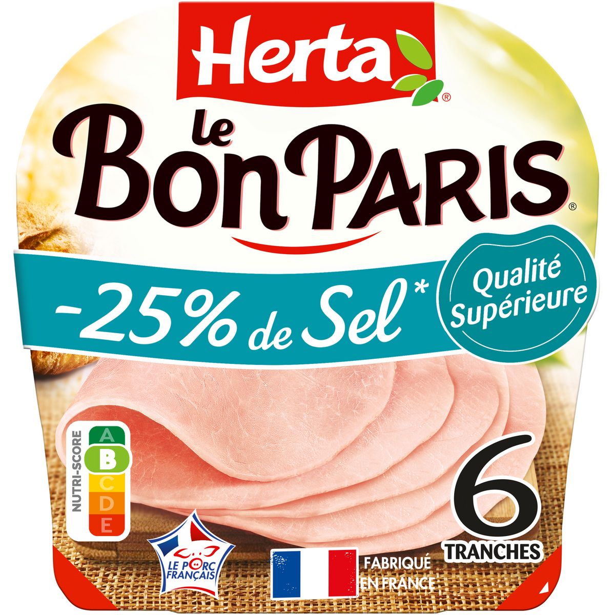 HERTA Le Bon Paris Jambon cuit réduit en sel 6 tranches 210g